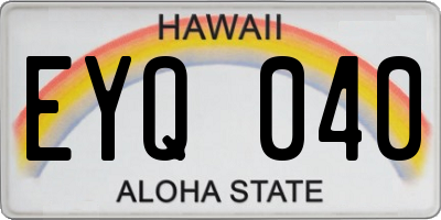 HI license plate EYQ040