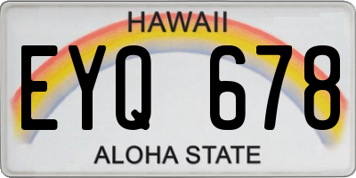 HI license plate EYQ678