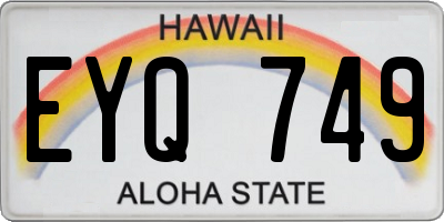 HI license plate EYQ749