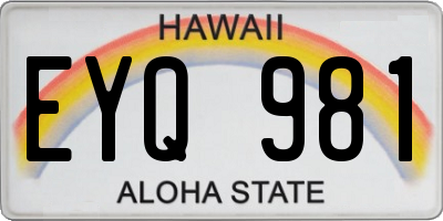 HI license plate EYQ981