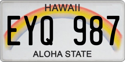 HI license plate EYQ987