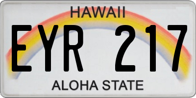 HI license plate EYR217