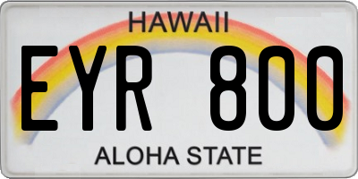 HI license plate EYR800