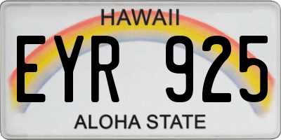 HI license plate EYR925