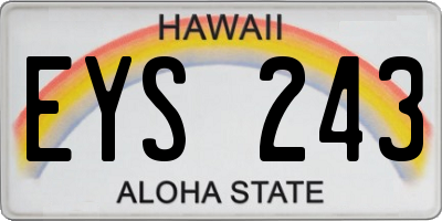 HI license plate EYS243