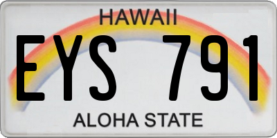 HI license plate EYS791