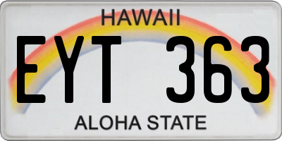 HI license plate EYT363
