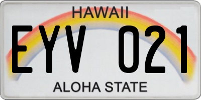 HI license plate EYV021