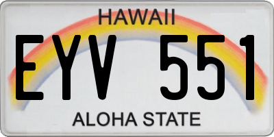 HI license plate EYV551