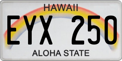 HI license plate EYX250