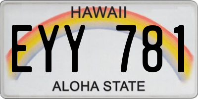 HI license plate EYY781