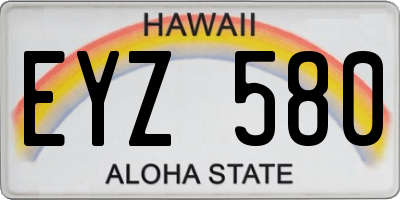 HI license plate EYZ580