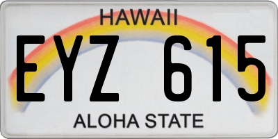 HI license plate EYZ615