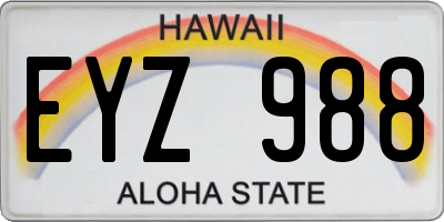 HI license plate EYZ988