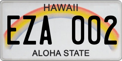 HI license plate EZA002