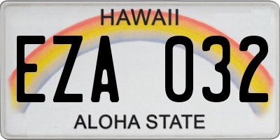 HI license plate EZA032
