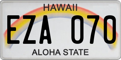 HI license plate EZA070