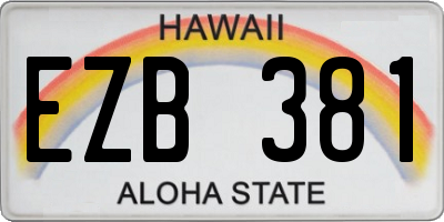 HI license plate EZB381