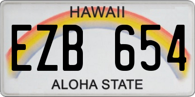 HI license plate EZB654