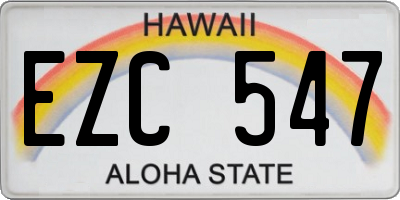 HI license plate EZC547