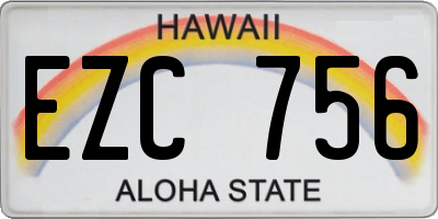HI license plate EZC756