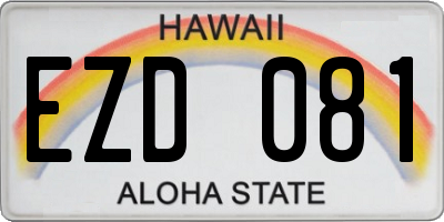 HI license plate EZD081