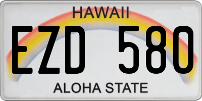 HI license plate EZD580