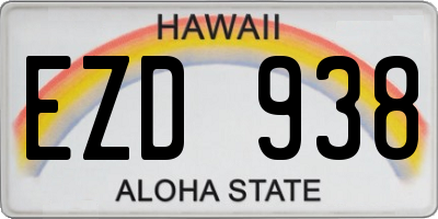 HI license plate EZD938