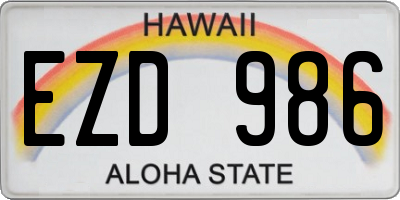 HI license plate EZD986