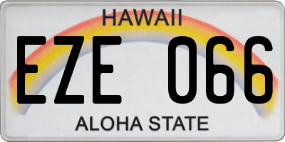 HI license plate EZE066