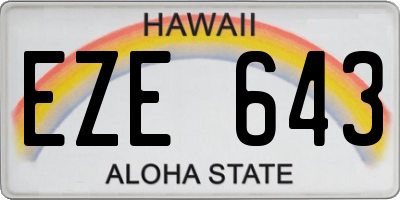 HI license plate EZE643
