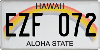 HI license plate EZF072