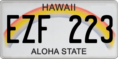 HI license plate EZF223