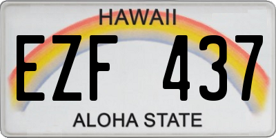 HI license plate EZF437