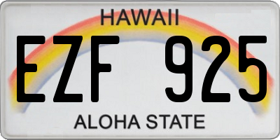 HI license plate EZF925