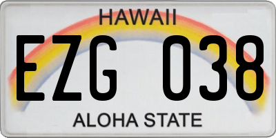 HI license plate EZG038