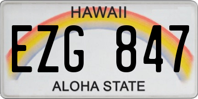 HI license plate EZG847