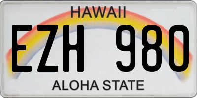 HI license plate EZH980