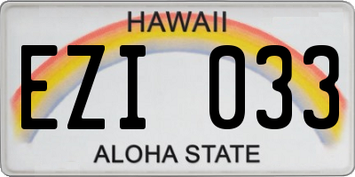 HI license plate EZI033