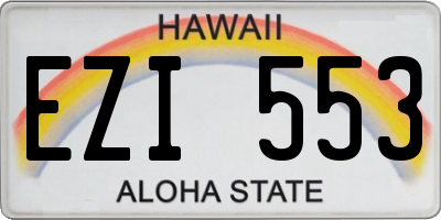 HI license plate EZI553