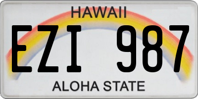 HI license plate EZI987
