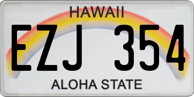 HI license plate EZJ354