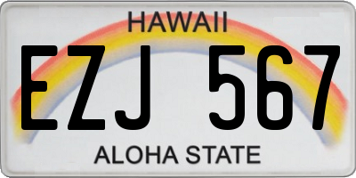 HI license plate EZJ567
