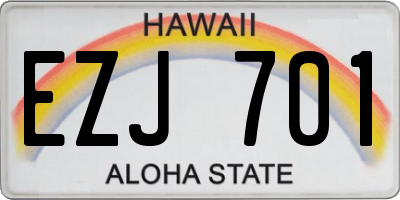 HI license plate EZJ701