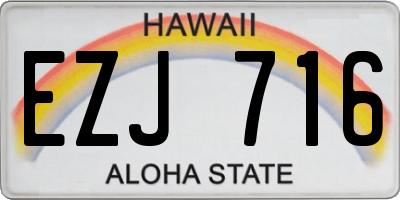 HI license plate EZJ716