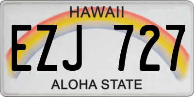 HI license plate EZJ727
