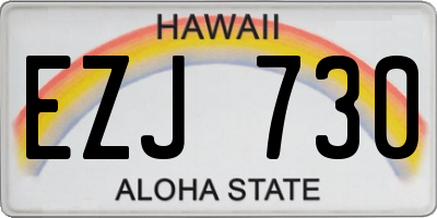 HI license plate EZJ730