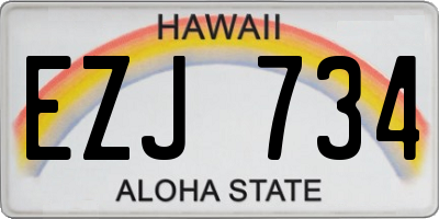 HI license plate EZJ734