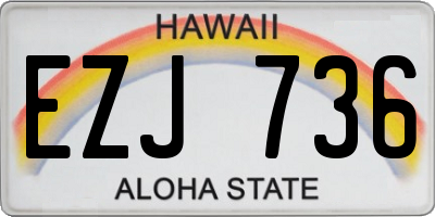 HI license plate EZJ736