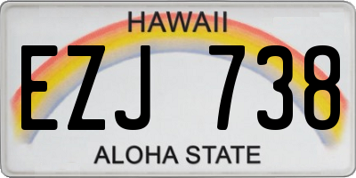 HI license plate EZJ738